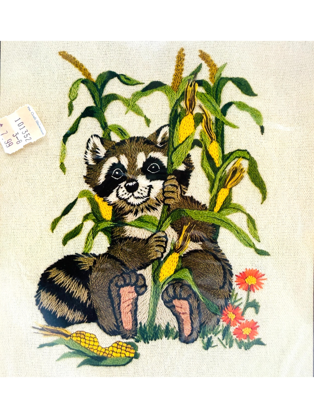 Dimensions Crewel Kit Masked Bandit 1091 Raccoon Linda Powell Vintage 1978 NOS